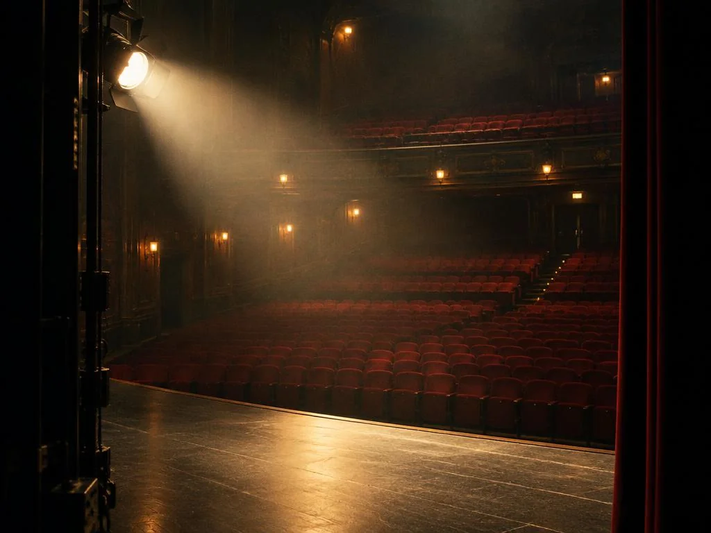 Empty theater seen from the stage wings